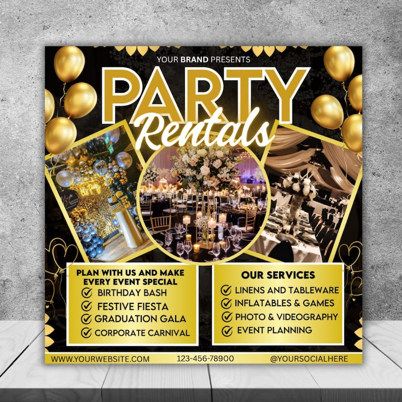 Party Rentals Flyer Template: DIY Event Supplies (PDF Downloadable File ...