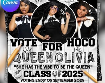 Homecoming Queen flyer , Homecoming Flyer , homecoming campaign flyer Vote Homecoming, HOCO Flyer, Vote for me Flyer, Black Homcoming Flyer