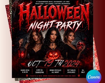 Halloween Flyer, Halloween Party Flyer, Halloween Party Invitation, Halloween Szn Flyer, Spooky Social Media Flyer, Editable Canva