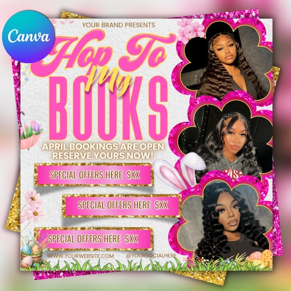 April Booking Flyer: Hair, Lashes, Nails, Braid, Wig (Digital Download)