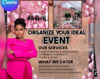 Party Rentals Flyer: Event Planning, Decoration (Canva Editable, Digital Download)