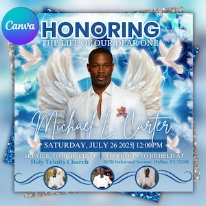 Memorial Funeral Announcement Flyer, Funeral Memorial Announcement Flyer, Funeral Announcement Template, Rest In Peace Flyer, Canva Editable