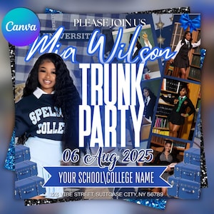 Trunk Party Flyer, Farewell Party Invite, DIY Trunk Party Flyer, Graduation Party Invitation, College Send Off Invitation, Canva Editable