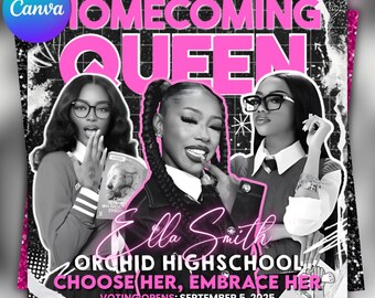 Homecoming Queen flyer , Homecoming Flyer , homecoming campaign flyer Vote Homecoming, HOCO Flyer, Vote for me Flyer, Black Homcoming Flyer