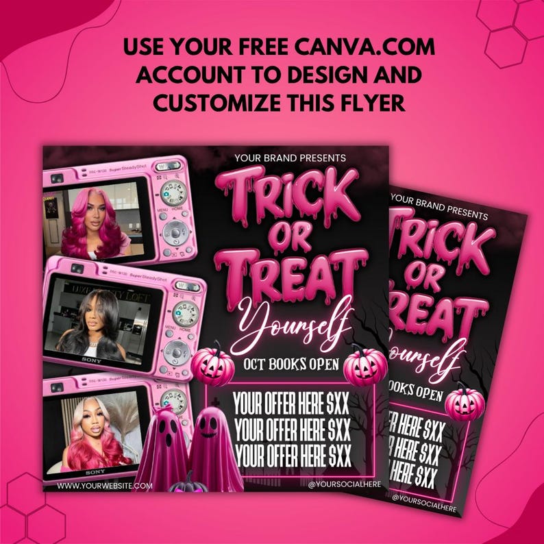 October Booking Flyer, October Books Open, Halloween Hair Flyer, Spooky SZN Flyer, October Hair Flyer, Nails MUA Lash Locs Wig, DIY Canva