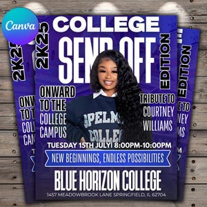 Editable College Send Off Evite, Farewell Party Invite, DIY Trunk Party Flyer, Red Magazine Cover, Goodbye Graduation Celebration