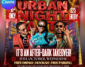Urban Nightclub Party Flyer, Editable Canva Template