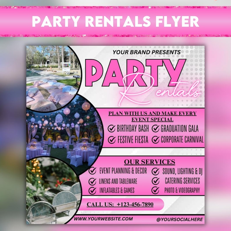 Party Rentals Flyer: Event Planning Template (DIY) - Etsy