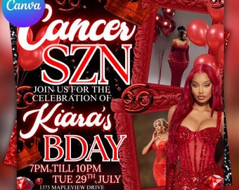 Cancer Birthday Flyer: Social Media Event Template (Digital Download