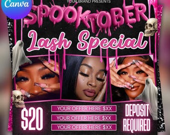 October Lash Sale Flyer, Lash Extensions Flyer, Lash Deals Flyer, Beauty Lash Flyer, Halloween Lashes Flyer, October Sale, Spooky SZN Flyer