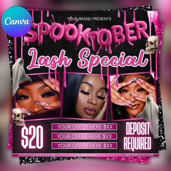 October Lash Sale Flyer, Lash Extensions Flyer, Lash Deals Flyer, Beauty Lash Flyer, Halloween Lashes Flyer, October Sale, Spooky SZN Flyer