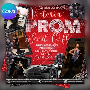 DIY Prom Send Off Flyer: Editable Canva Template (Instant Download)