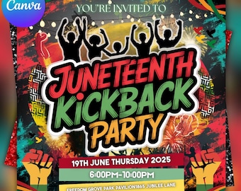 Kickback Party Flyer: Editable Club DJ Event Invite (Canva Template, Instant Download)