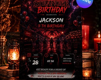 Invito di compleanno per sconosciuti, invito modificabile su Canva, invito per festa di compleanno per sconosciuti, download digitale