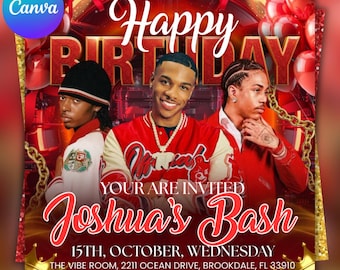 Birthday Party Flyer, Men's Birthday Flyer, Birthday Boy, Event Flyer, Club Flyer, Birthday Bash, Cancer Birthday Flyer, Canva Template