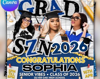 Class of 2026 Graduation Party Flyer, Senior Announcement, Canva Editable (Digital Download)
