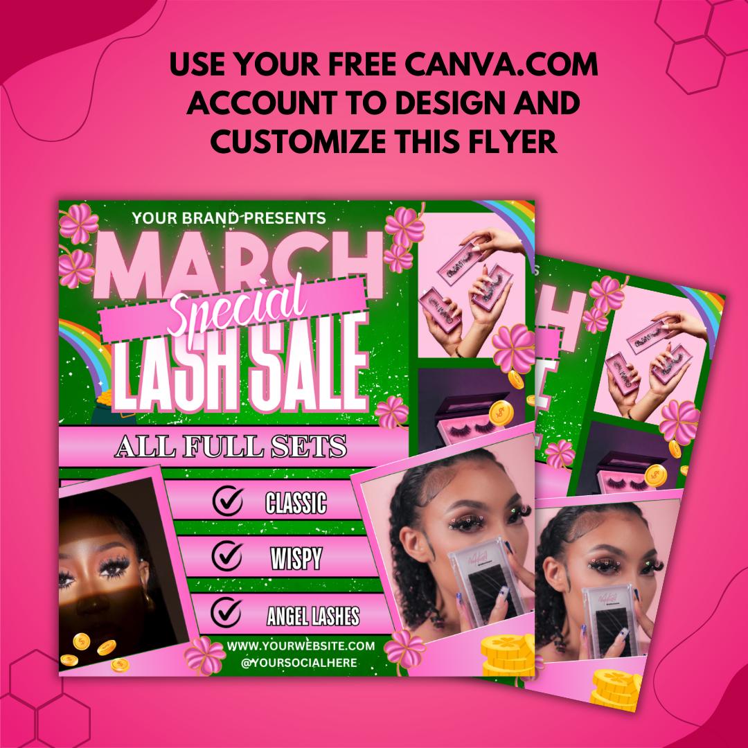 March Lashes Flyer, Lash Extensions Flyer, Patricks Day Flyer, Lash ...