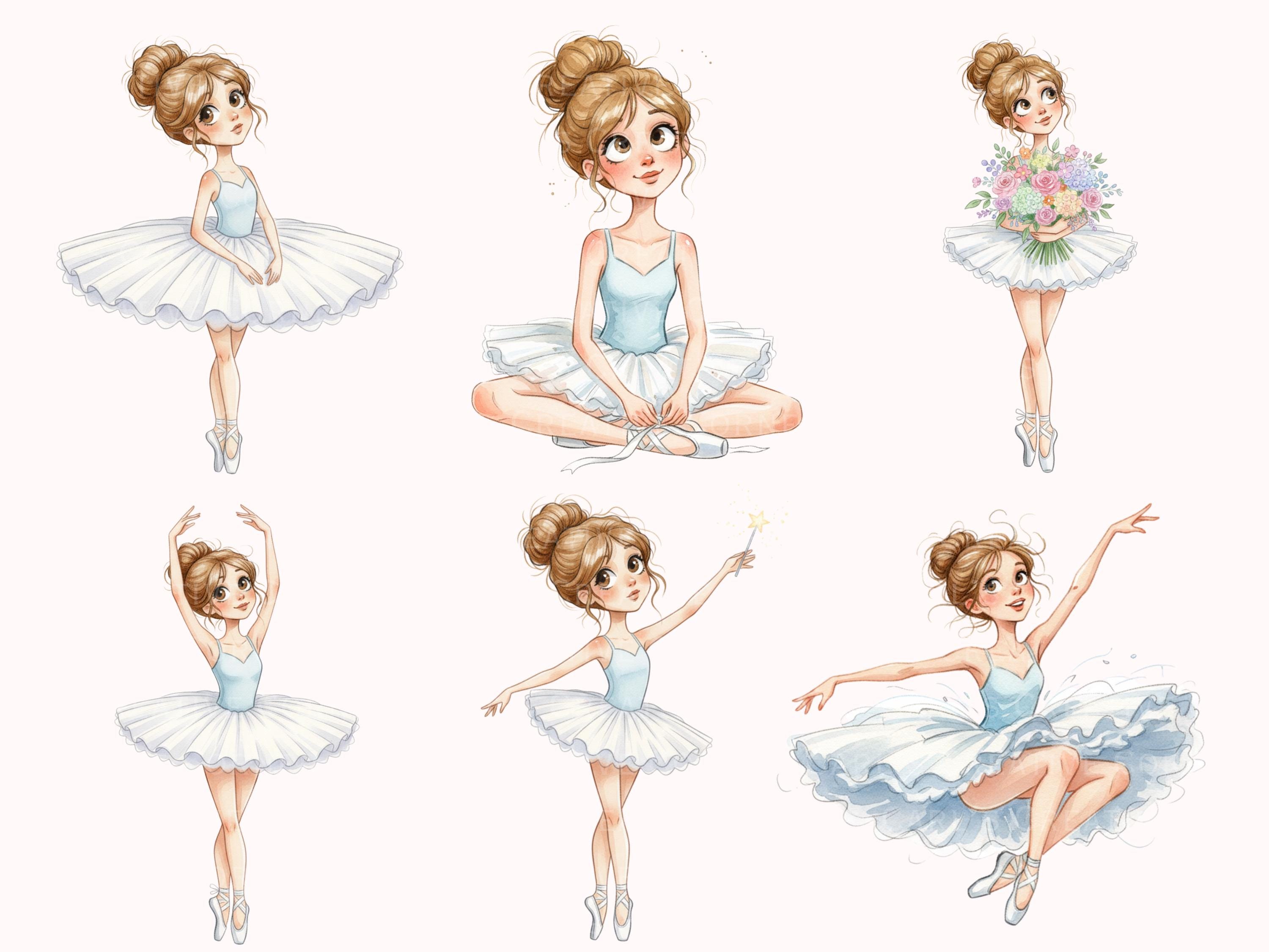 21 Watercolor Ballerina Clipart Bundle, Girly Swan Dancing, Birthday ...
