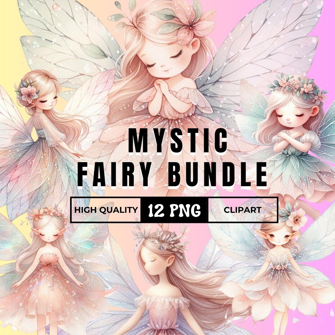 Watercolor Nursery Fairy PNG Mystic Fairy Clipart Bundle Enchanted ...