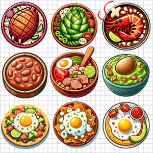 Mexican Food Clipart Bundle: Traditional Dishes PNG, Stickers, Scrapbooking (Digital Download)