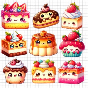 Kawaii Dessert Clipart Mini Bundle: PNG Food Graphics for Planner Stickers (Digital Download)