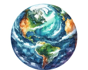 22 akvarell planet PNG clipart-paket, himmelsk planet, illustration, rymd, galax, planet clipart, himmelsk måne och planet, digital nedladdning