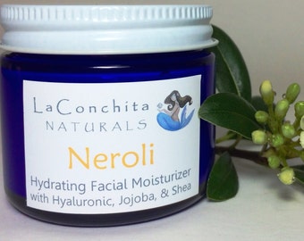 Natural Neroli Moisturizer, Hydrating Face Cream for ALL Skin TYPES, Vegan Facial Moisturizer with Hyaluronic Acid & Squalene, No Parabens