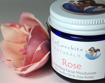 Rosewater Face Moisturizer - Natürliche Rosen Gesicht Creme Natürliche Hautpflege für alle Hauttypen - 2 oz Kunststoffdose