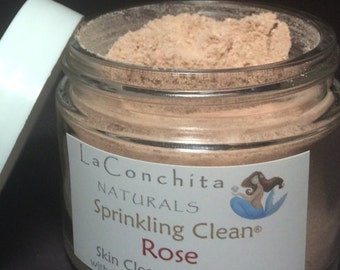 Organic Rose Mild Face Wash, Cleanser & Scrub, All Natural Exfoliating Botanical Facial Cleansing Grains in Plastic Jar - Free Shipping