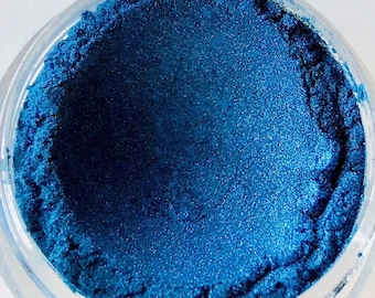 SAPPHIRE Mineral Pigment Eye Shadow & Liner, Dark Blue Lustrous Metalic Shimmer Loose Powder Vegan Makeup, No Talc, No Gluten, No Corn