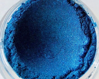 SAPPHIRE Mineral Pigment Eye Shadow & Liner, Dark Blue Lustrous Metalic Shimmer Loose Powder Vegan Makeup, No Talc, No Gluten, No Corn
