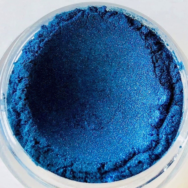 SAPPHIRE Mineral Pigment Eye Shadow & Liner, Dark Blue Lustrous Metalic Shimmer Loose Powder Vegan Makeup, No Talc, No Gluten, No Corn