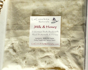 Milk and Honey Bath Soak with Skin Softening Buttermilk and Real Honey Powder - Gentle for Sensitive Skin - Sample Size
