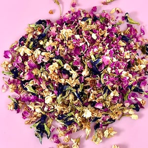 Dried Edible Flower Confetti Cocktail Garnish Cake Decorating 20g Pink Rose Petal Blue Pea Flower Jasmine