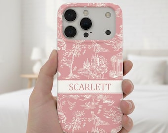 Personalized Toile Phone Case, MagSafe Compatible iPhone Case, Custom Name Cover for Samsung Galaxy, Pixel, Aesthetic Cottagecore Gift