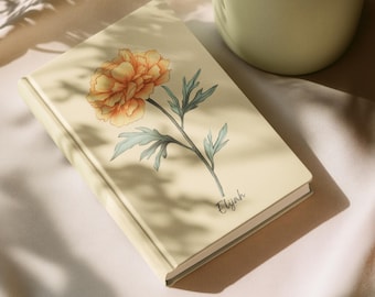 Custom Spiral or Hardcover Notebook, Personalized Birth Flower Journal, Custom Floral Birth Flower Notebook with Name, Stationary Gift