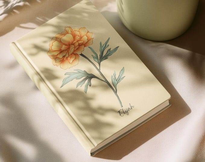 Custom Spiral or Hardcover Notebook, Personalized Birth Flower Journal, Custom Floral Birth Flower Notebook with Name, Stationary Gift