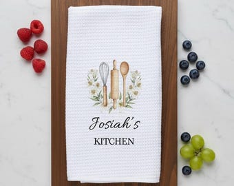 Personalized Tea Towels, Custom Tea Towel Housewarming Gift, New Home & Hostess Kitchen Gift