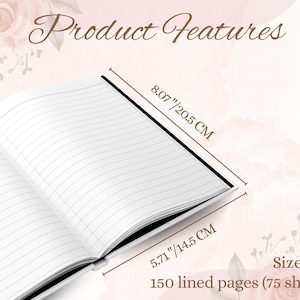 Elegant Floral Custom Notebook, Custom Reading & Gratitude Journal, Custom Spiral or Hardcover Journal, Custom Journal Gift for Her image 7