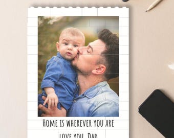 Personalized Photo Building Blocks, Custom Custom Photo Brick Puzzle, Rectangle Building Block Photo Gift, Father's Day Gift