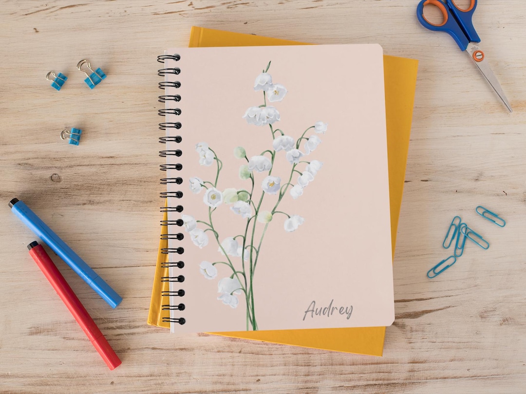 Personalized Birth Flower Journa, Custom Name Notebook, Spiral or ...