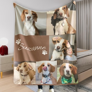 Custom Photo Collage Pet Blanket, Personalized Dog Blanket with Photos, Photo Blanket for Pet Lovers, Dog Lover Gift, Pet Memorial Gift