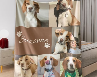 Manta con collage de fotos personalizado para mascotas, manta personalizada para perros con fotos, manta con fotos para amantes de las mascotas, regalo para amantes de los perros, regalo conmemorativo para mascotas