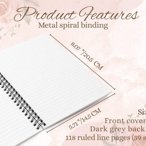 Elegant Floral Custom Notebook, Custom Reading & Gratitude Journal, Custom Spiral or Hardcover Journal, Custom Journal Gift for Her image 8