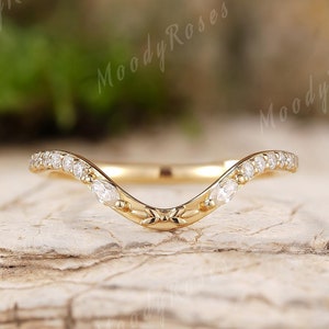 Unique Leaf Curved Wedding Band Yellow Gold Natural Inspire Leaf Branch Wedding Ring Stacking Matching Custom Anniversary Rings For Women