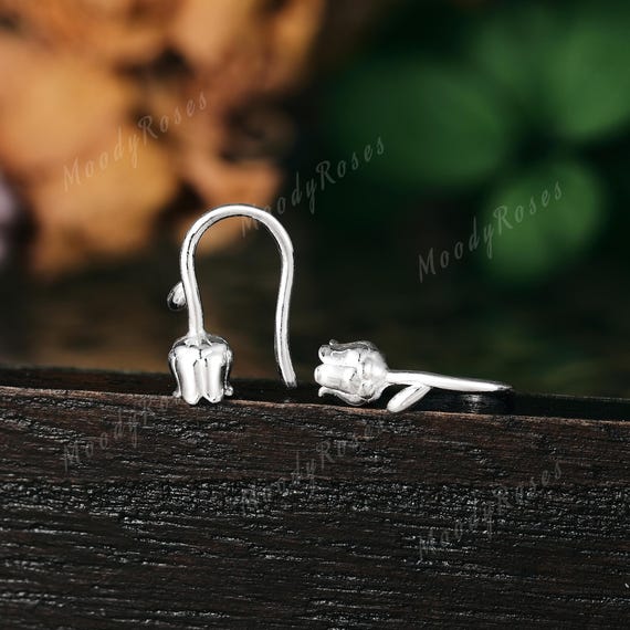 Lily of the valley Earrings , Birth flower jewelry ,Gold Flower Earrings, Lily Jewelry ,Hypoallergenic Dangle Earrings