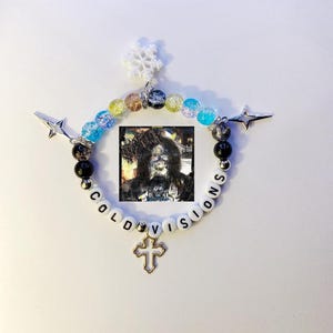 Bladee Bracelet: Cold Visionz Cross Charm Y2K Hyperpop