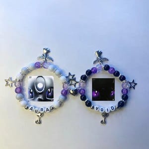 Pulsera de pareja hecha a mano con aura y void de Chase Atlantic, con dijes góticos Y2Kcat e imán de corazón, regalo lindo de Billie Eilish