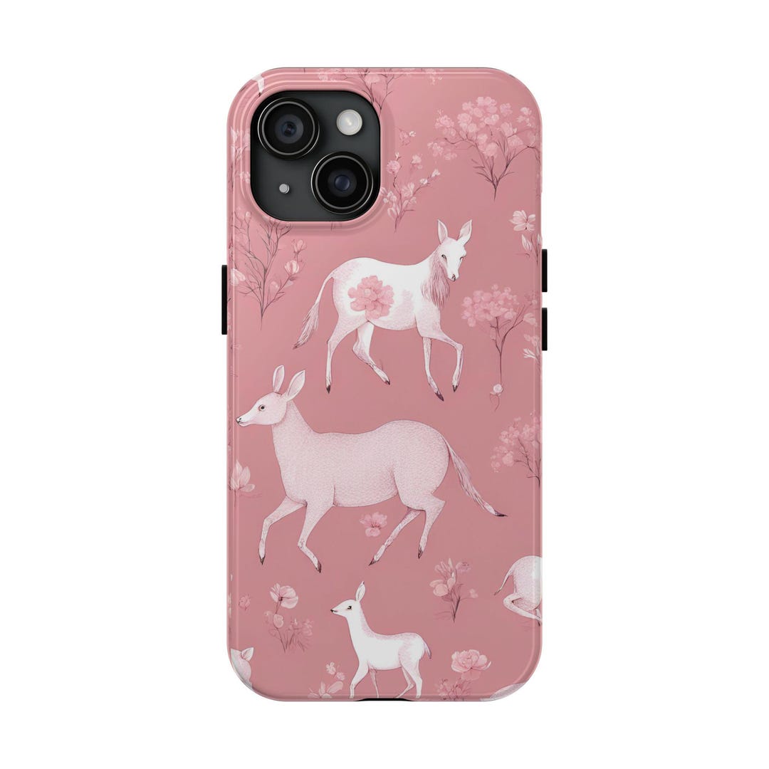 Mythical Pink Deer/ Rabbit Toile Phone Case, Cute Animal Tough Phone ...