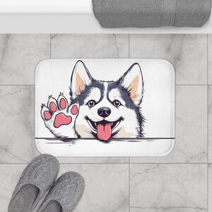 Husky Bath Mat: Non-Slip Dog Bathroom Rug, Pet-Lover Decor